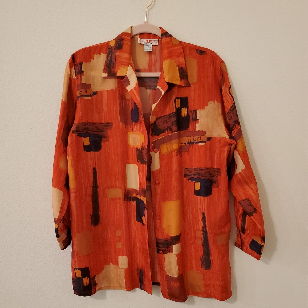 Graphic 100% Silk Button Down